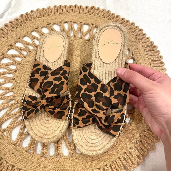 NWOT J. Crew Twisted-Knot Espadrille Sandals in Leopard Canvas Size 5.5 - Picture 2 of 7
